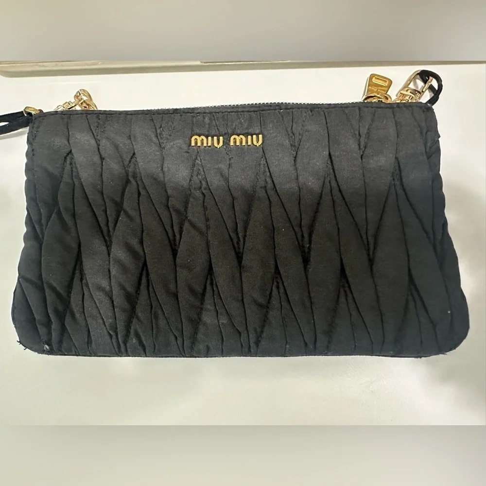 Miu Miu Black Quilted Y2K Pouch